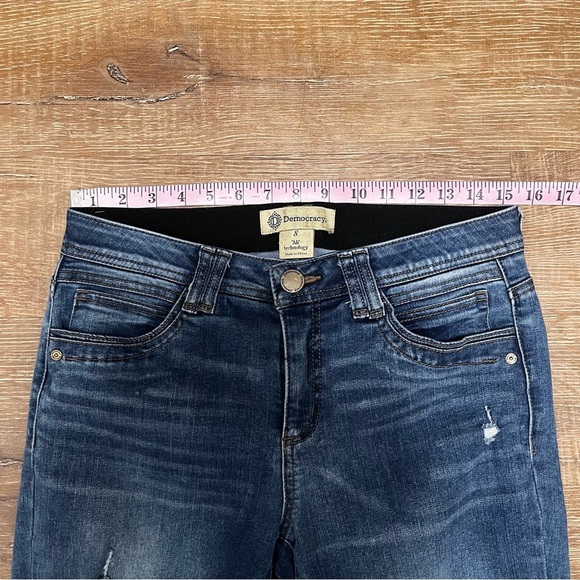 DEMOCRACY AB Technology Distressed Medium Wash Raw Hem Skinny Jeans Size 8 - Picture 9 of 11